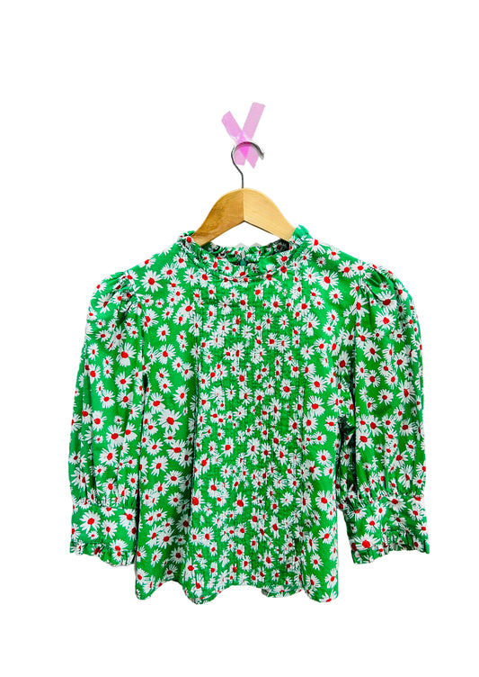 Rixo Green Cotton Floral Print Top Size XS