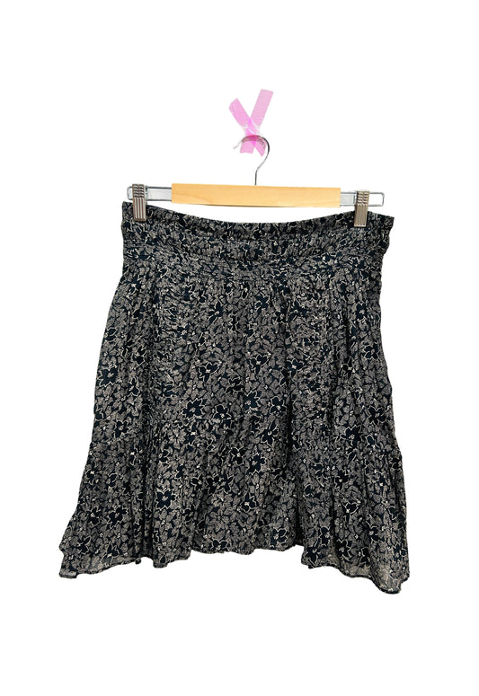 Isabel Marant Etoile Black Floral Print Cotton Voile Skirt Size 38