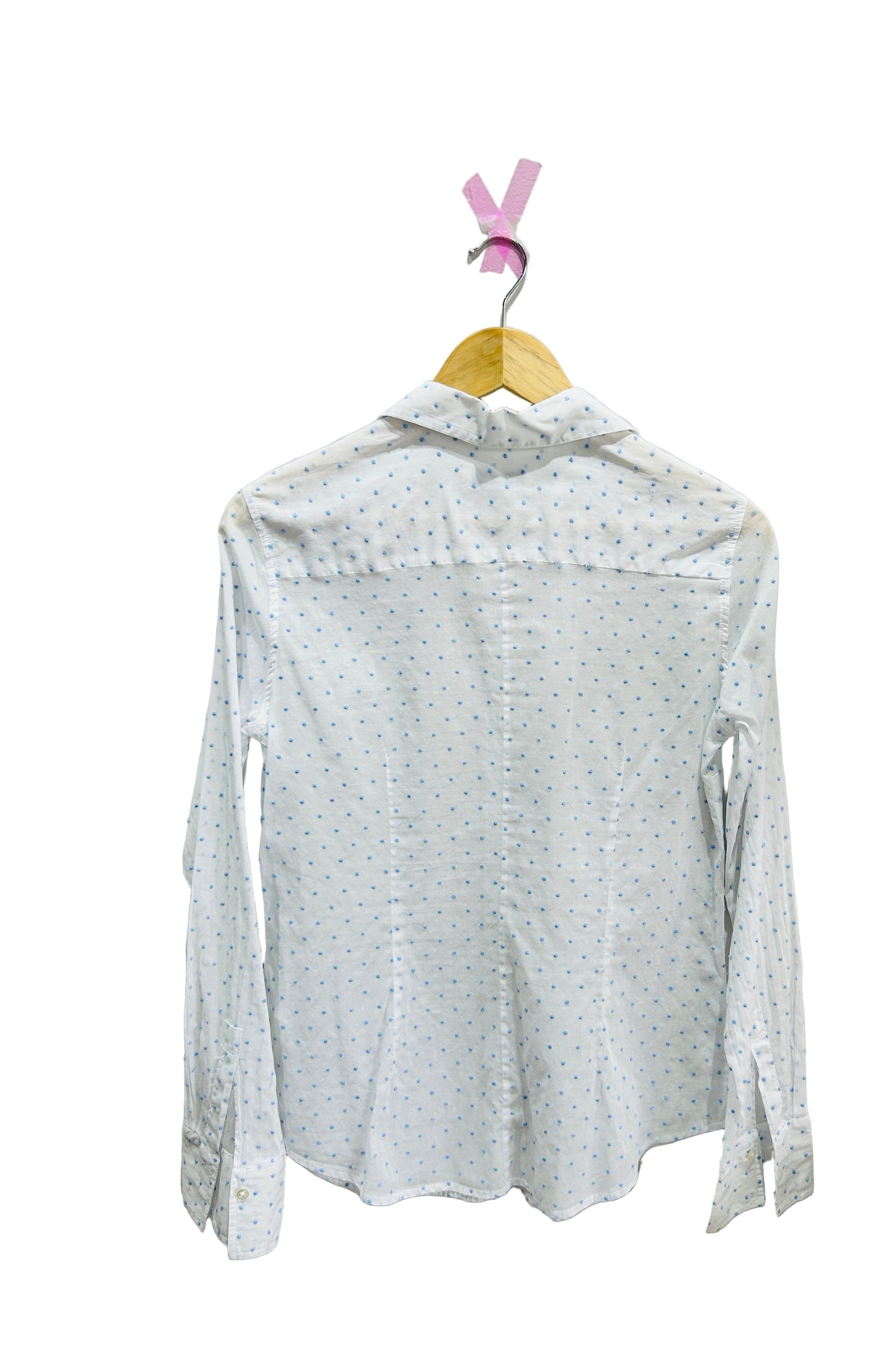 0039 Italy White/Blue Spot Cotton Top Size Small