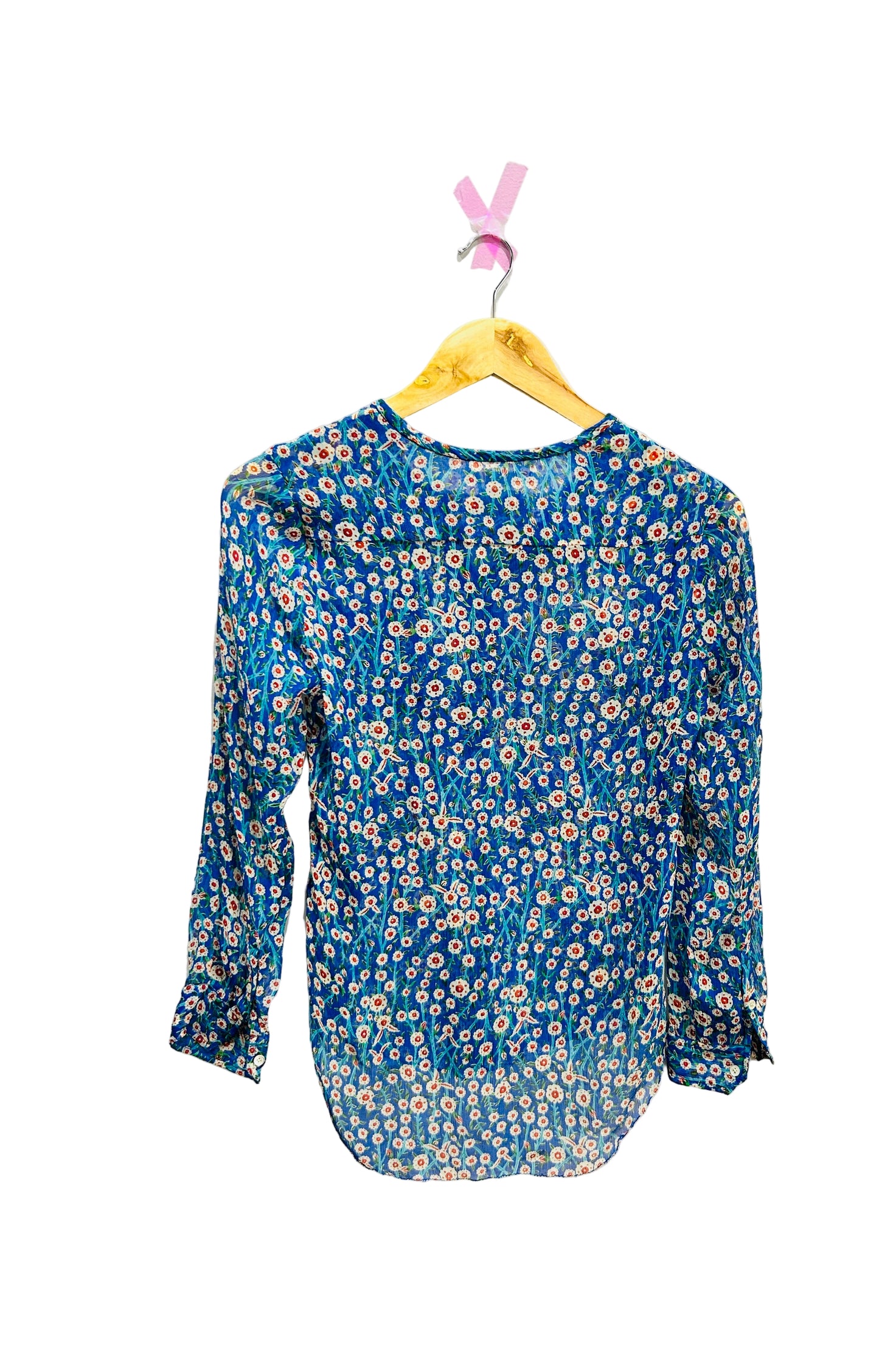 Isabel Marant Etoile Blue Silk Flower Print Top Size 34