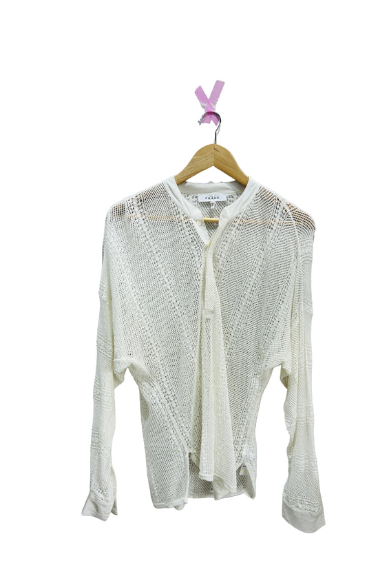 Frame Cream Linen/Silk Net Top Size Small