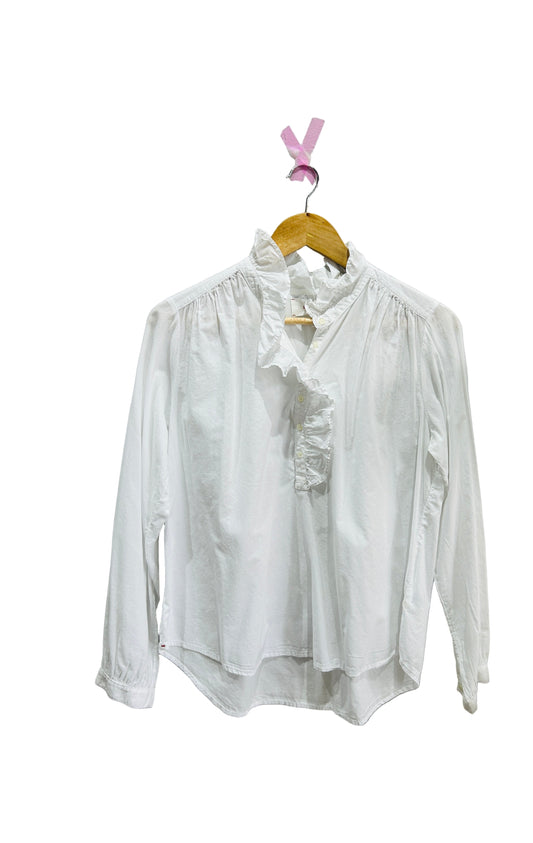 Xirena White Cotton Voile Ruffle Shirt Size XS