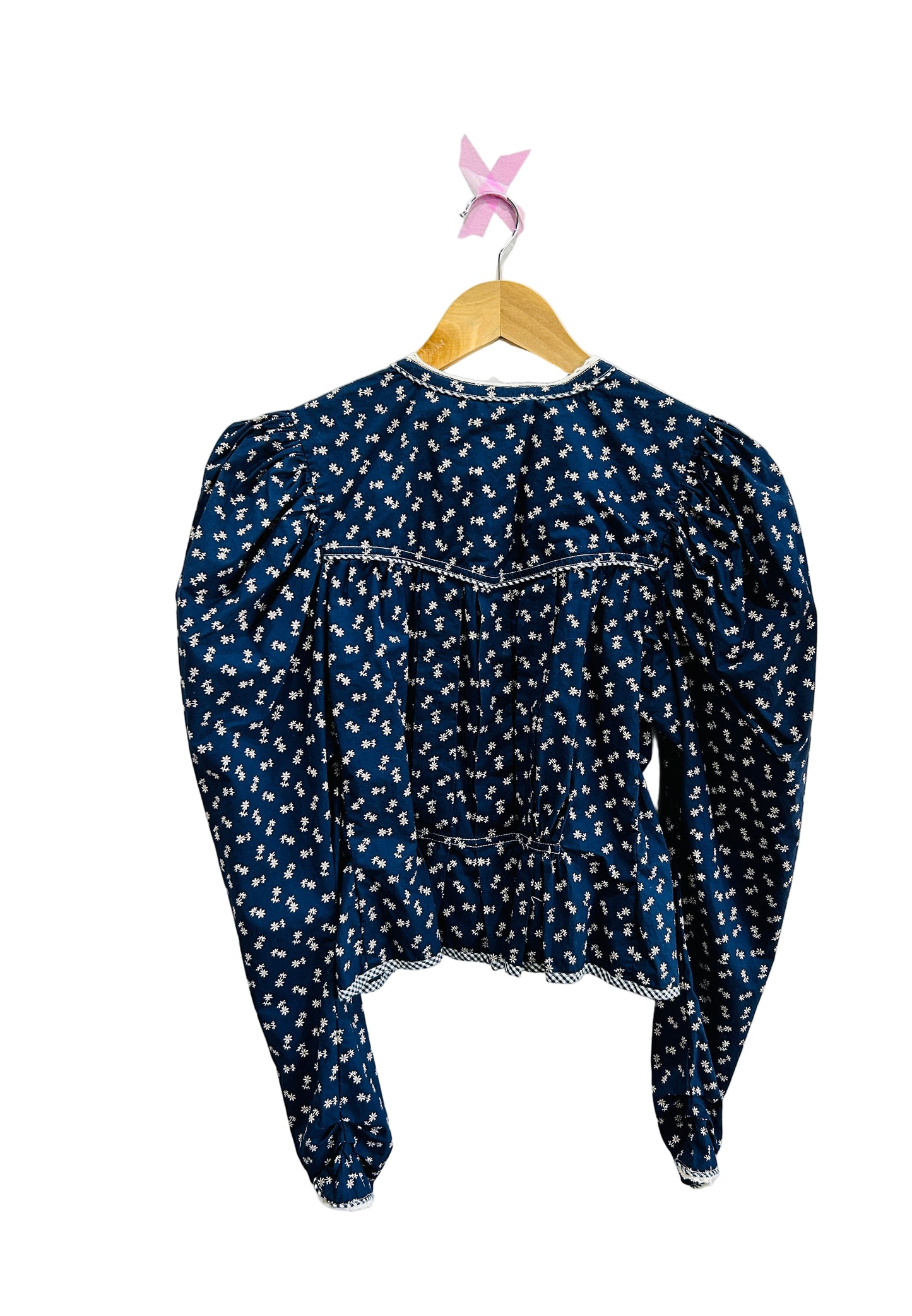 Doen Navy Printed Button Through Cotton Top Size Small