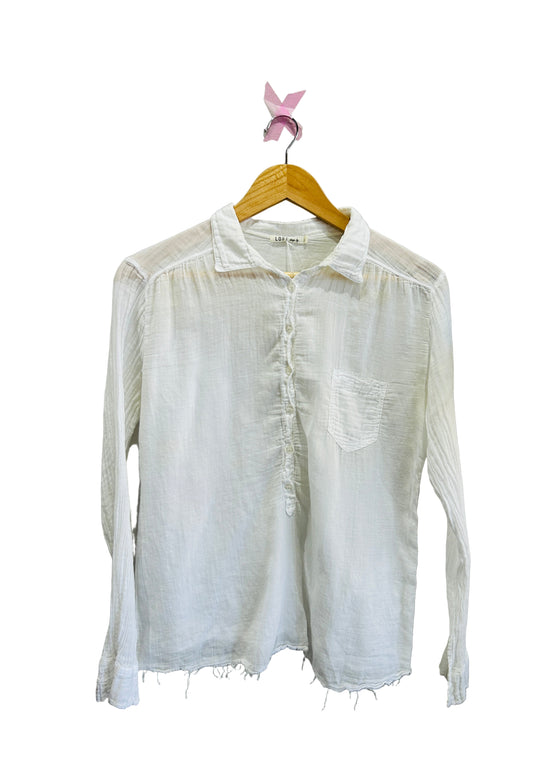 Loft Paris White Cotton Voile Shirt Size 0