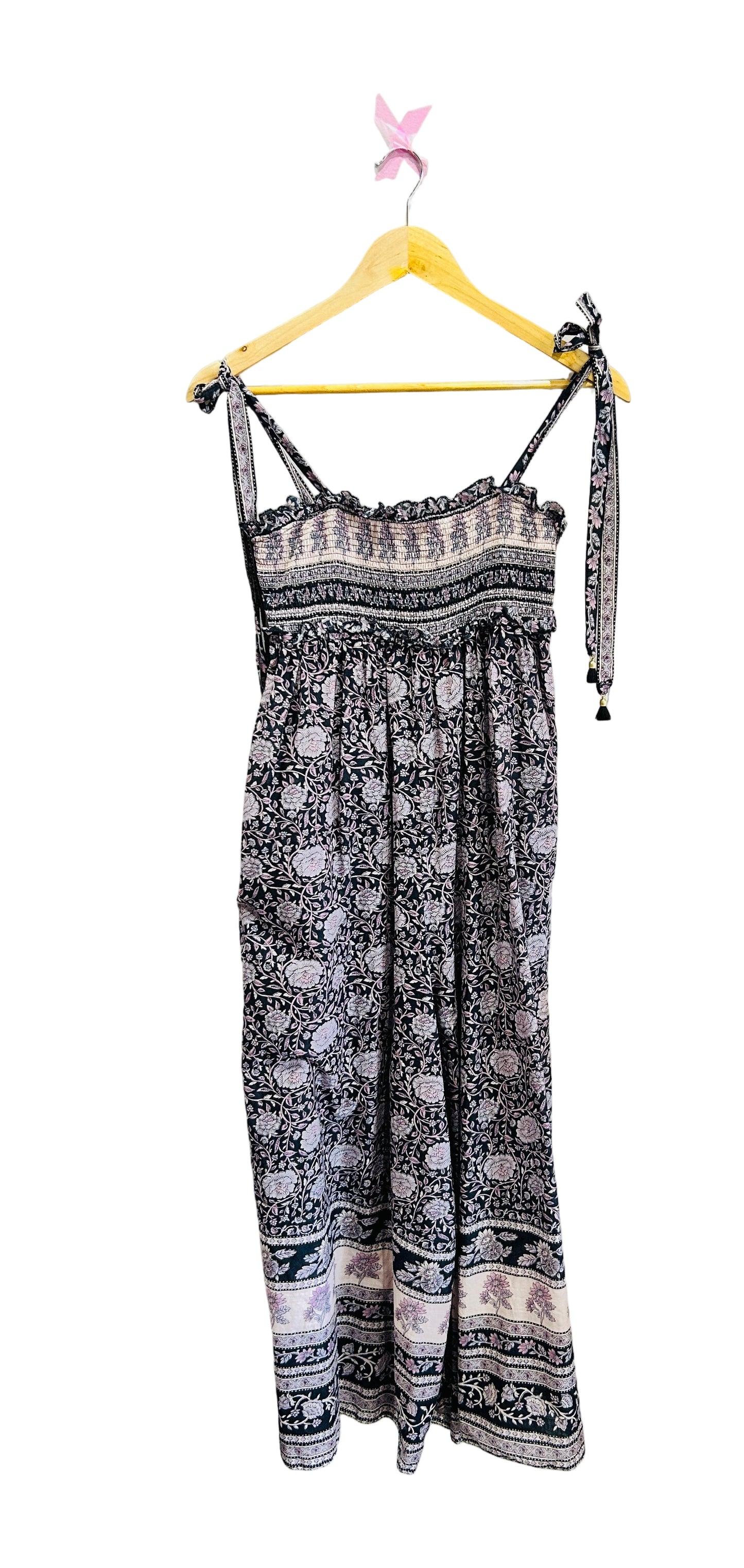 Zimmermann Black/Lavender Printed Cotton Voile Jumpsuit Size 1