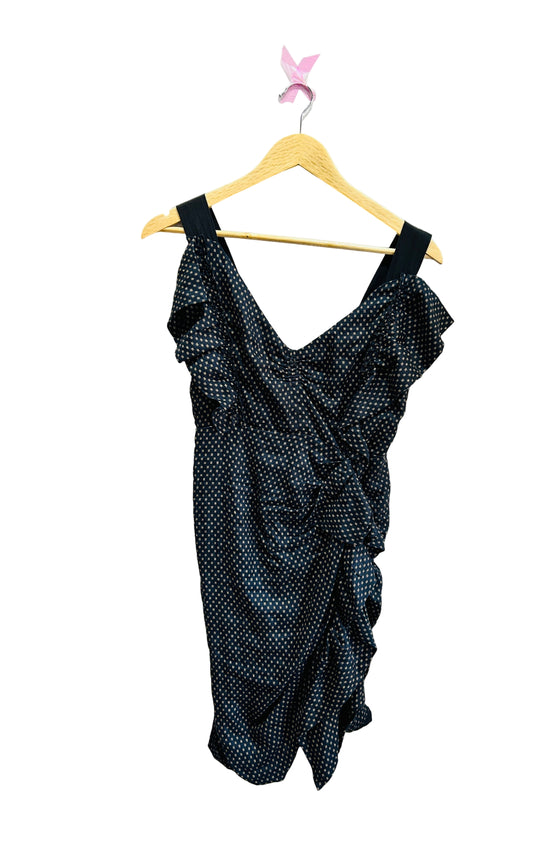 Isabel Marant Etoile Ruffle Front Navy Print Dress Size 36