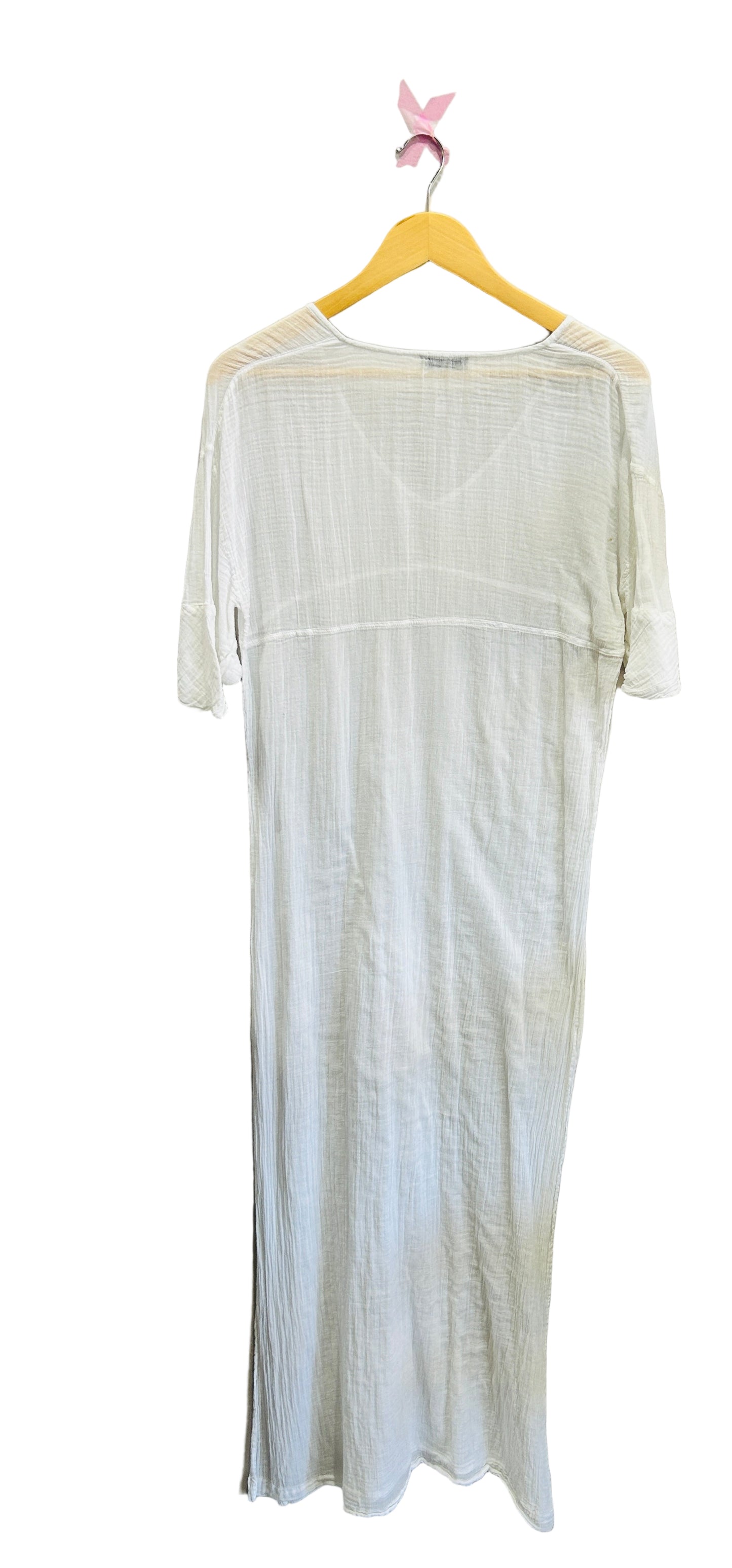 HunkyDory White Cotton Voile Dress With Side Splits Size Small