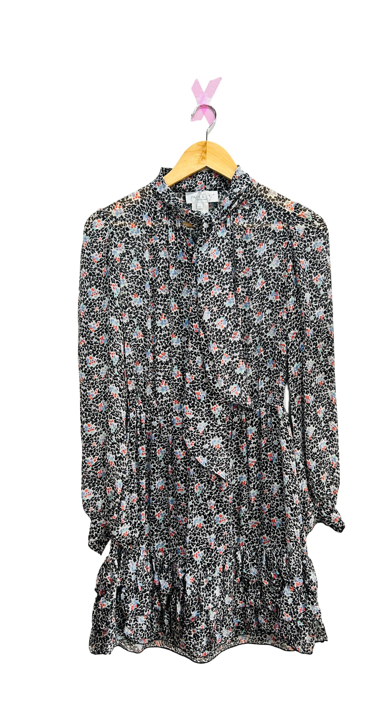 Paul & Joe Black Silk Printed Dress Size 40