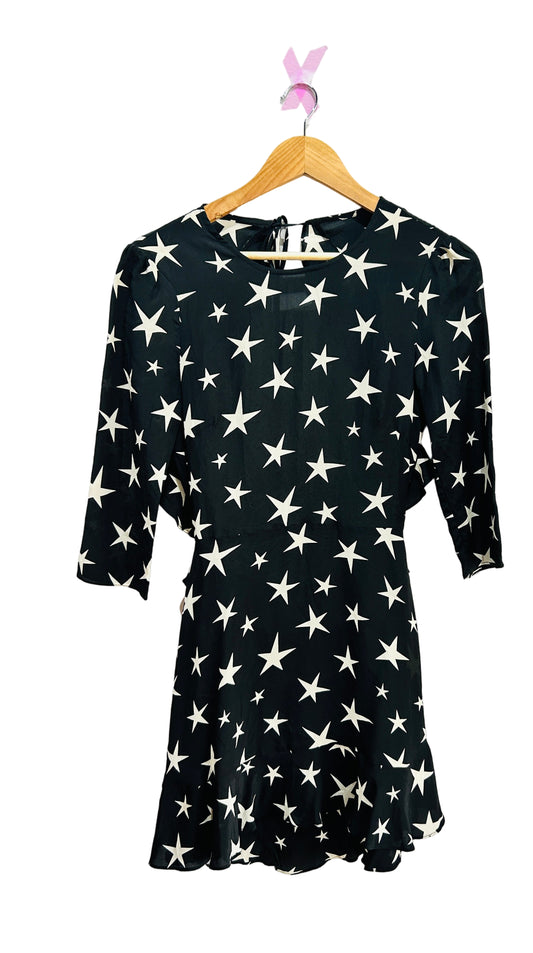 Realisation Black Star Print Silk Dress Size Small