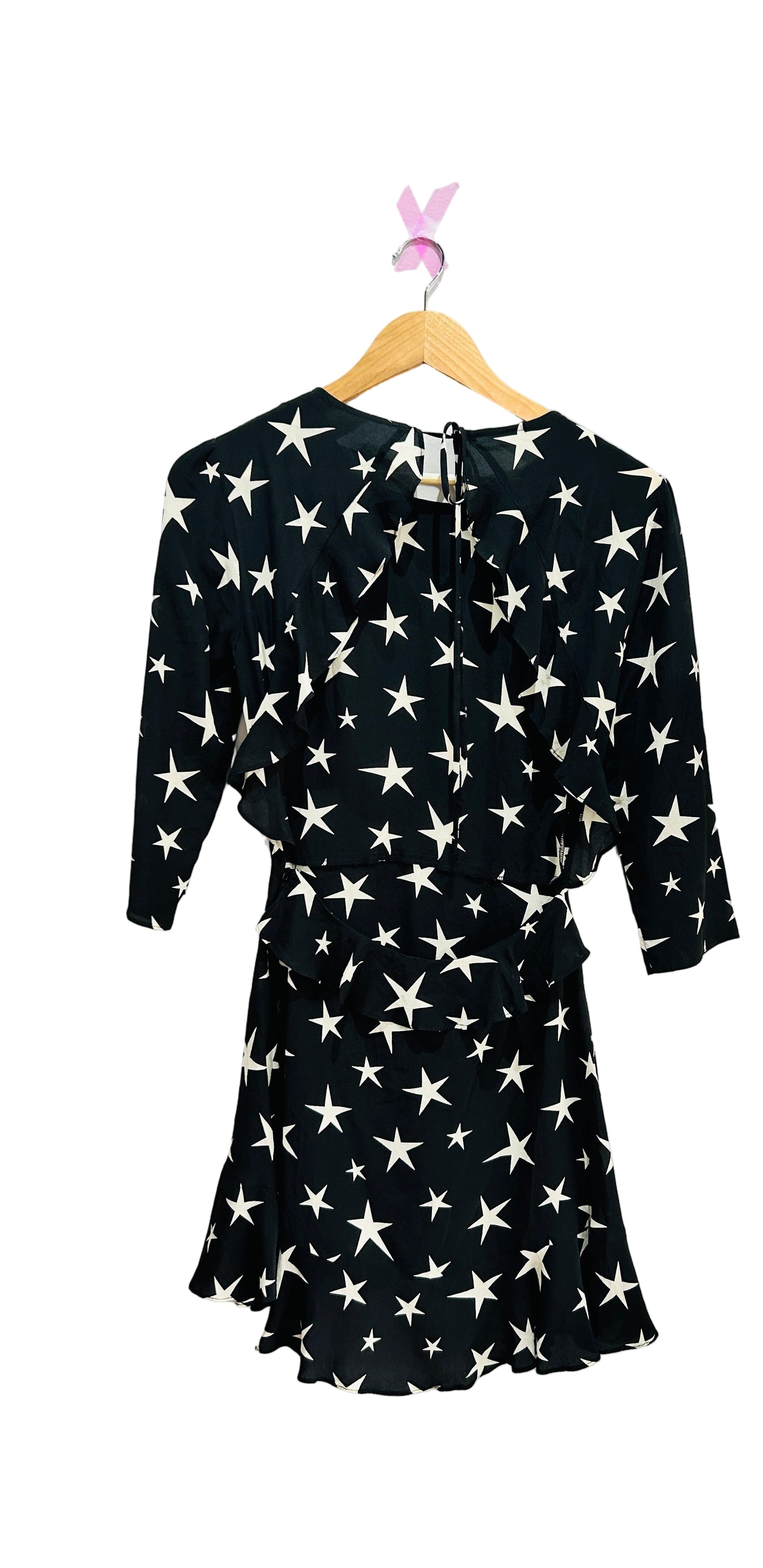 Realisation Black Star Print Silk Dress Size Small