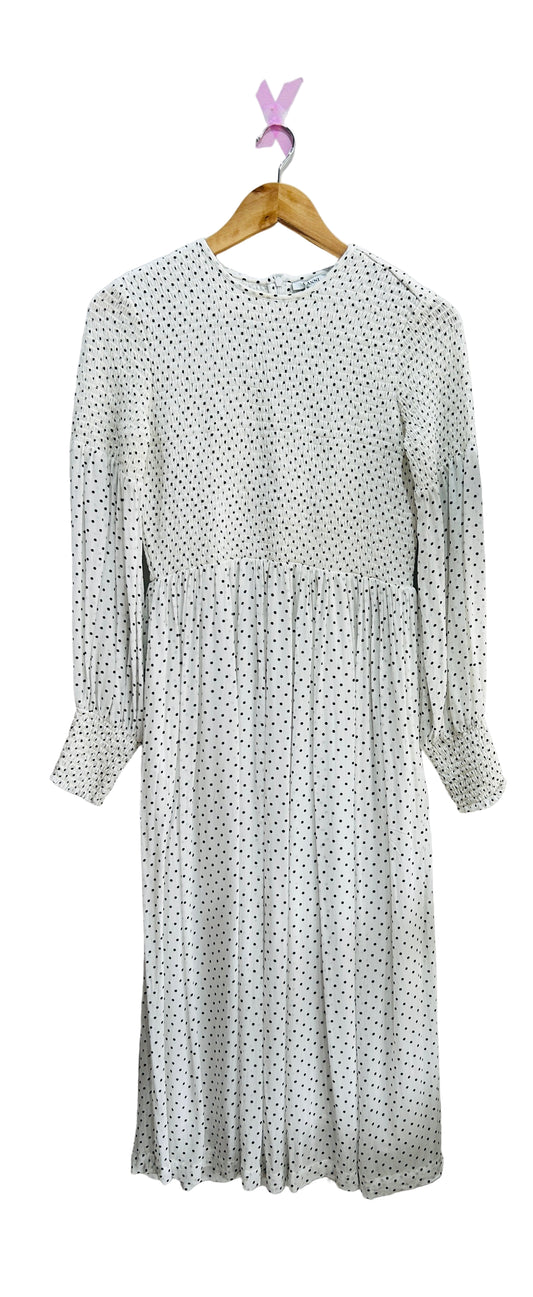 Ganni White/Black Spot Viscose Dress Size 36