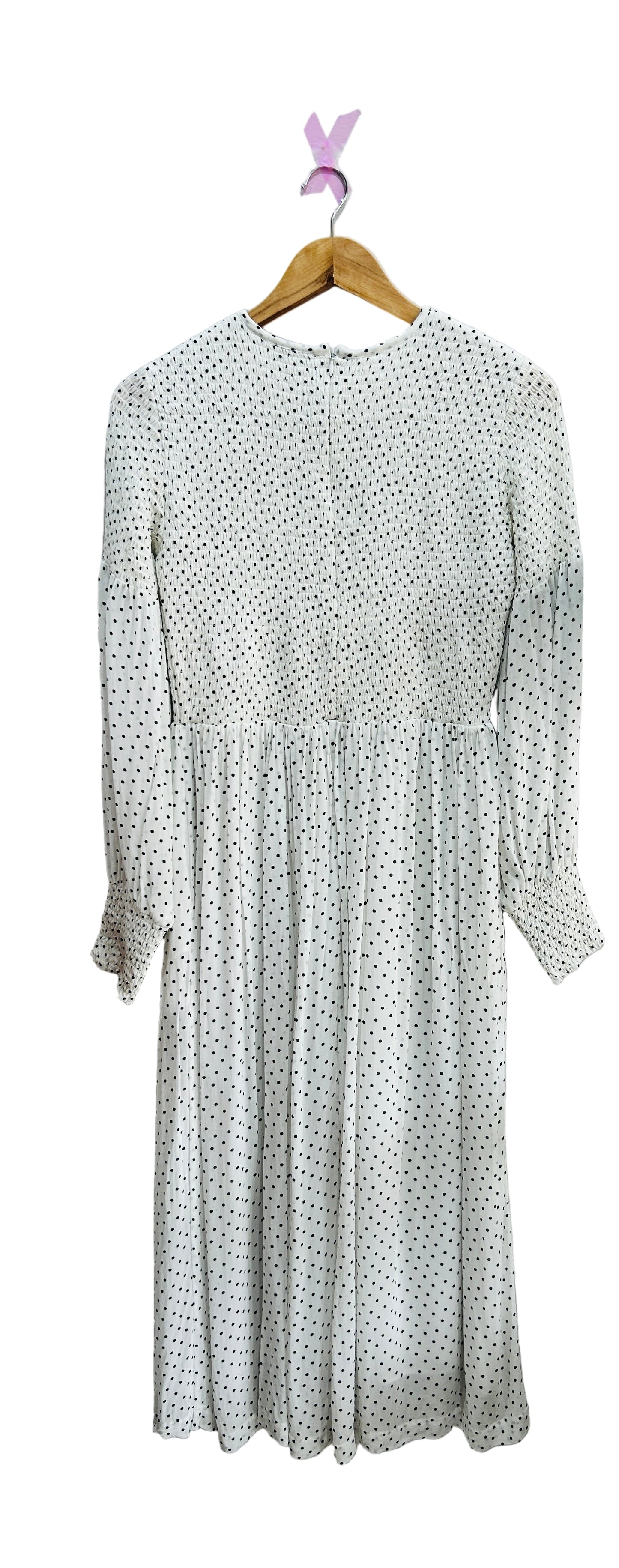 Ganni White/Black Spot Viscose Dress Size 36