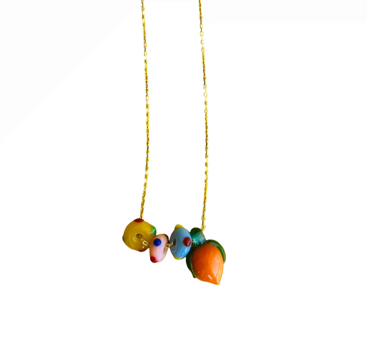 Glass Fruit Necklace Orange