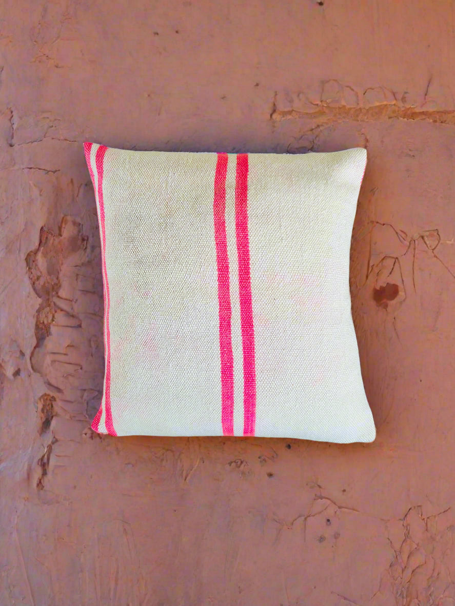 Moroccan Pink Stripe Wool Cushion