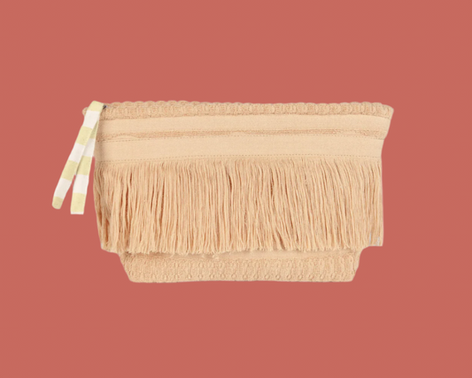 Lalla Marrakech Beige Fringe Clutch