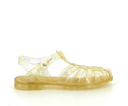 French Sun Sandals Gold Glitter