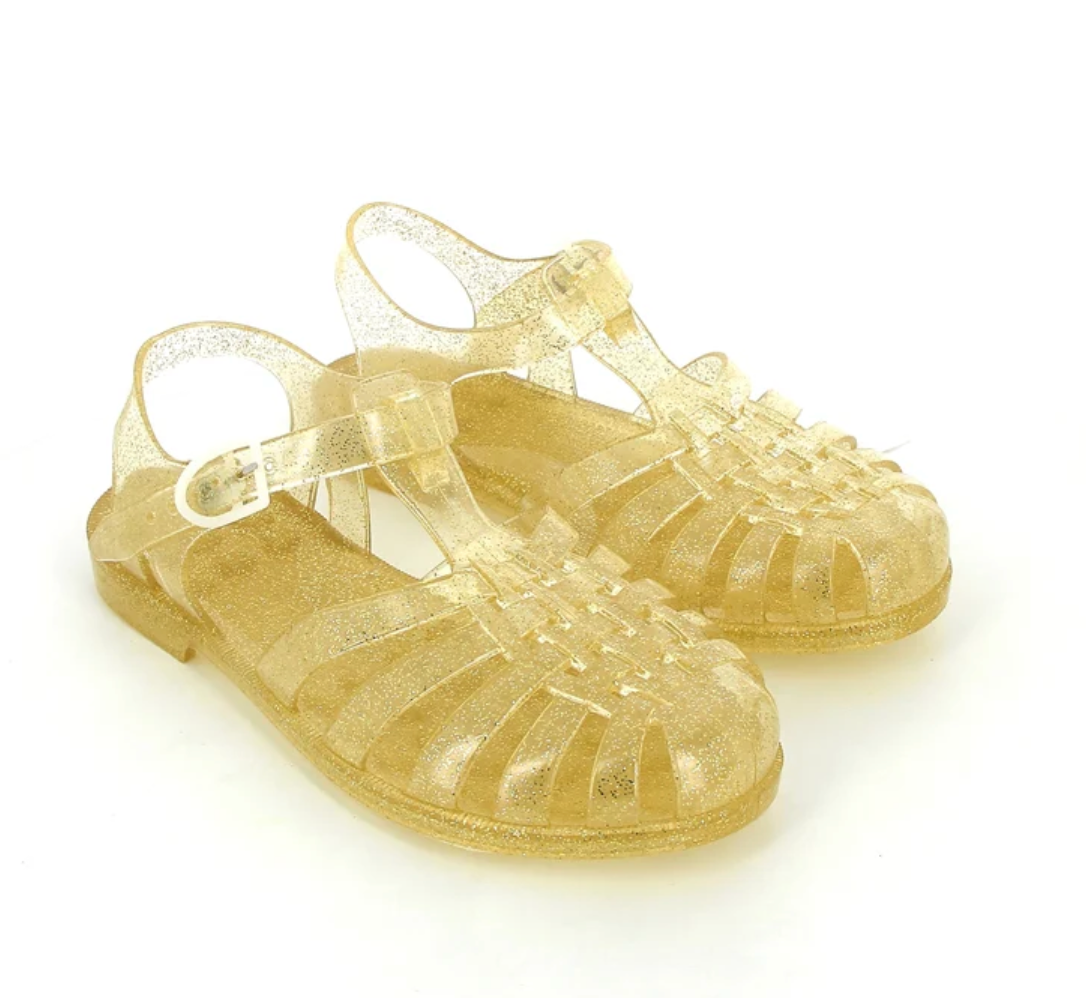 French Sun Sandals Gold Glitter