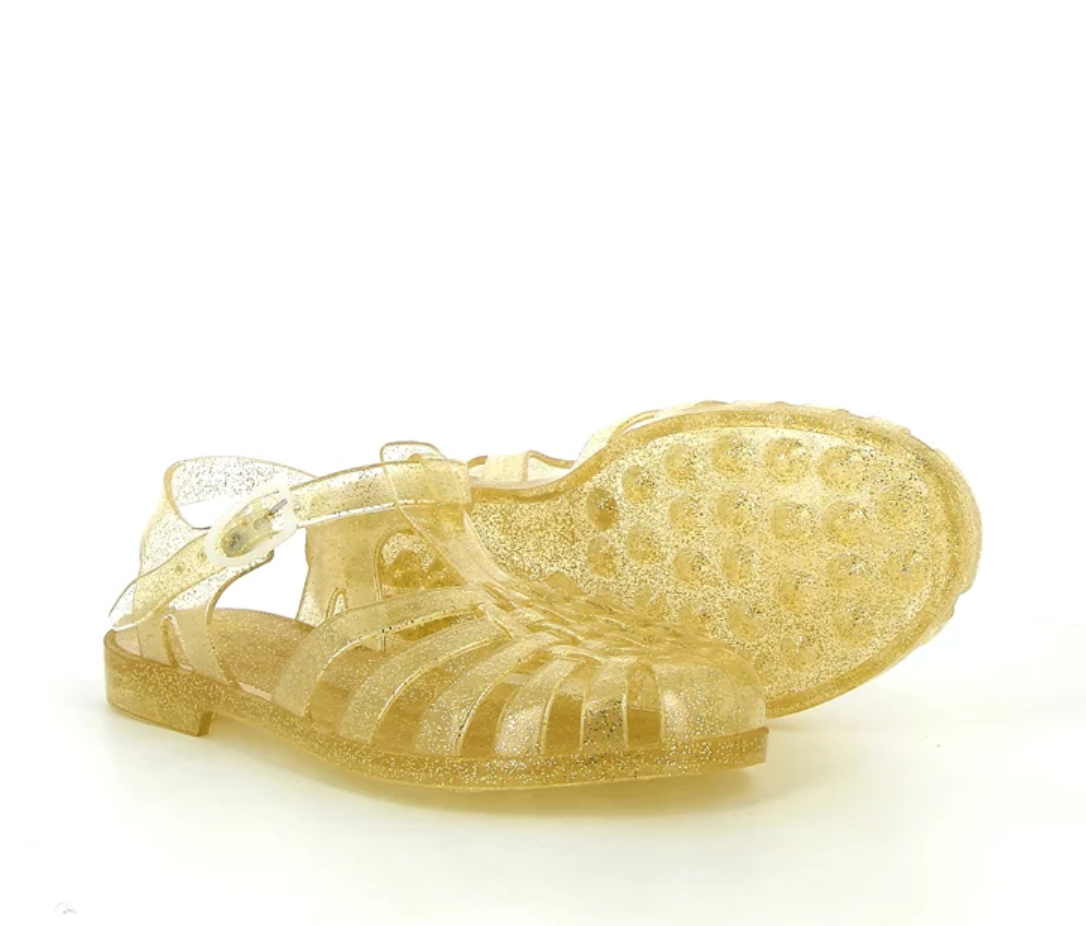 French Sun Sandals Gold Glitter