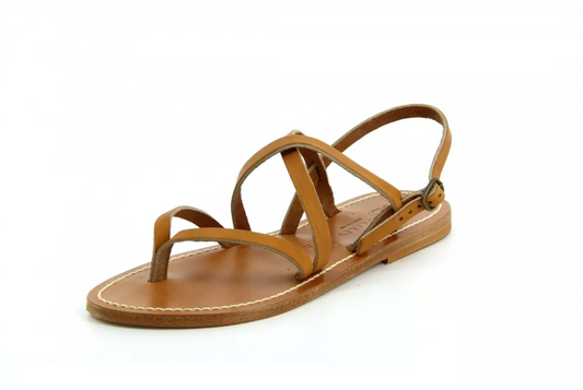 K Jacques Natural Tan Leather Marathon Sandal