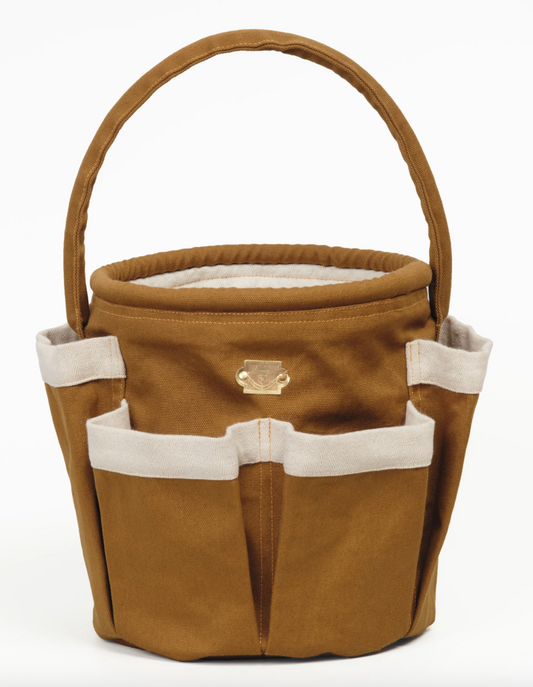 Le Prince Jardinier Small Cognac Cotton Canvas Bucket Bag