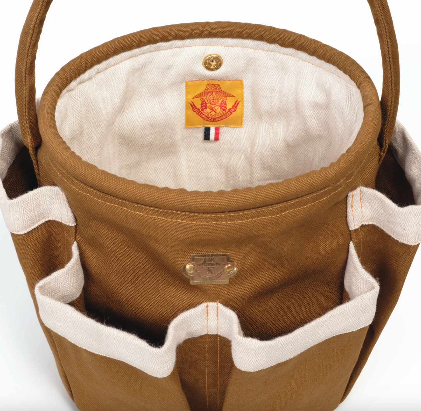 Le Prince Jardinier Small Cognac Cotton Canvas Bucket Bag