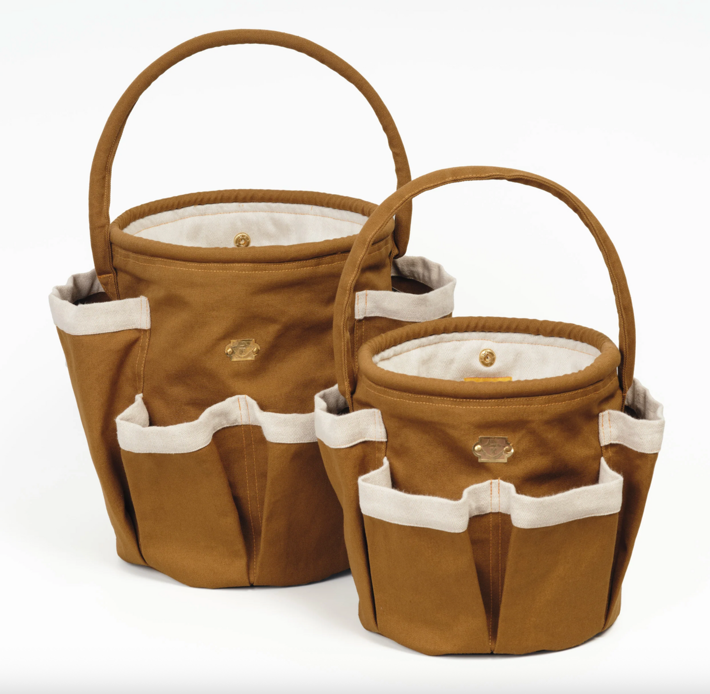 Le Prince Jardinier Small Cognac Cotton Canvas Bucket Bag