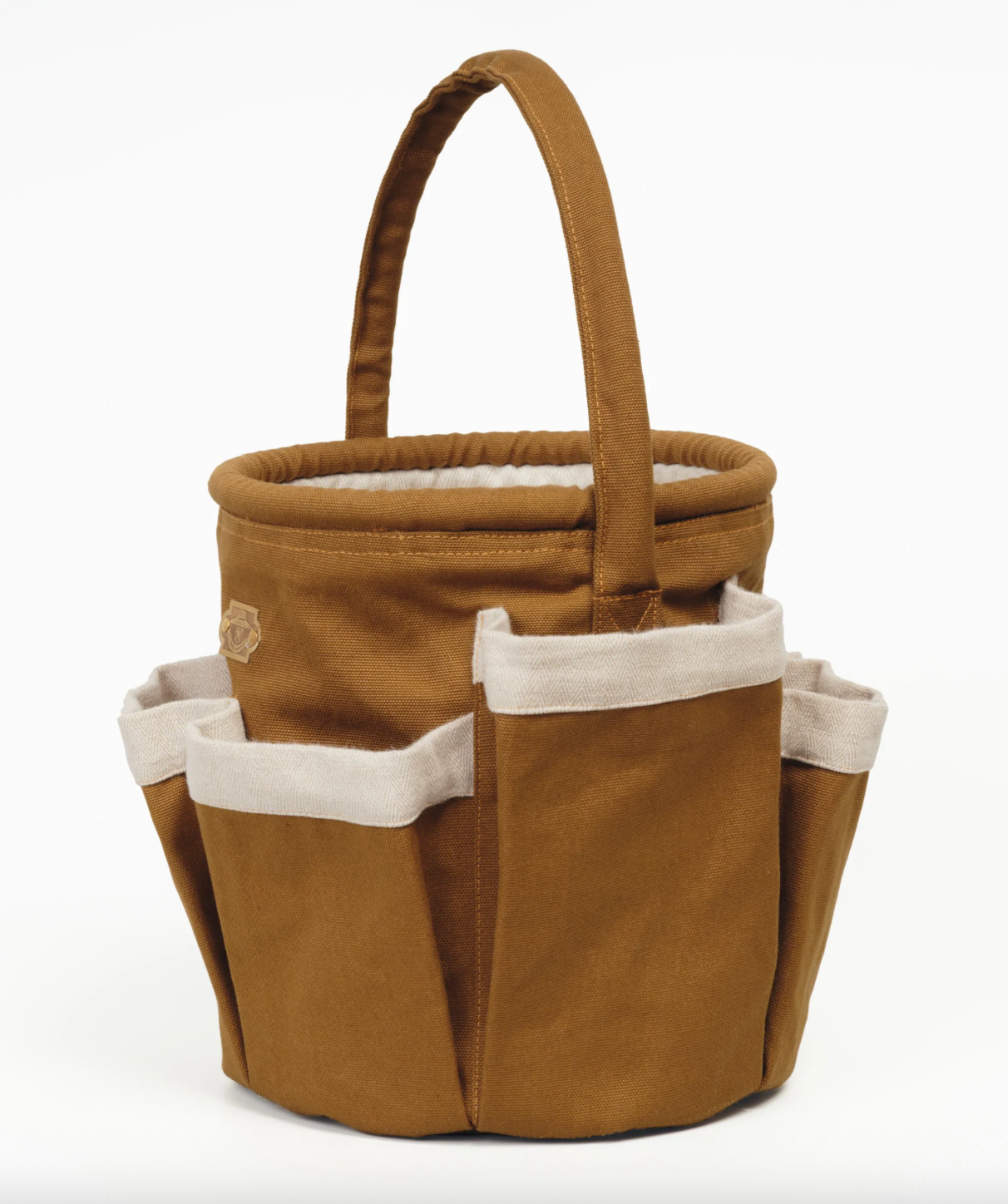 Le Prince Jardinier Small Cognac Cotton Canvas Bucket Bag