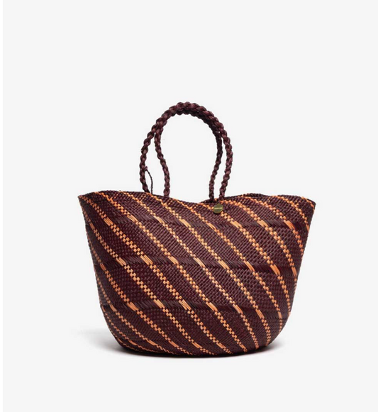 Guanabana Medium Dark Brown & Orange Canasto Straw Basket