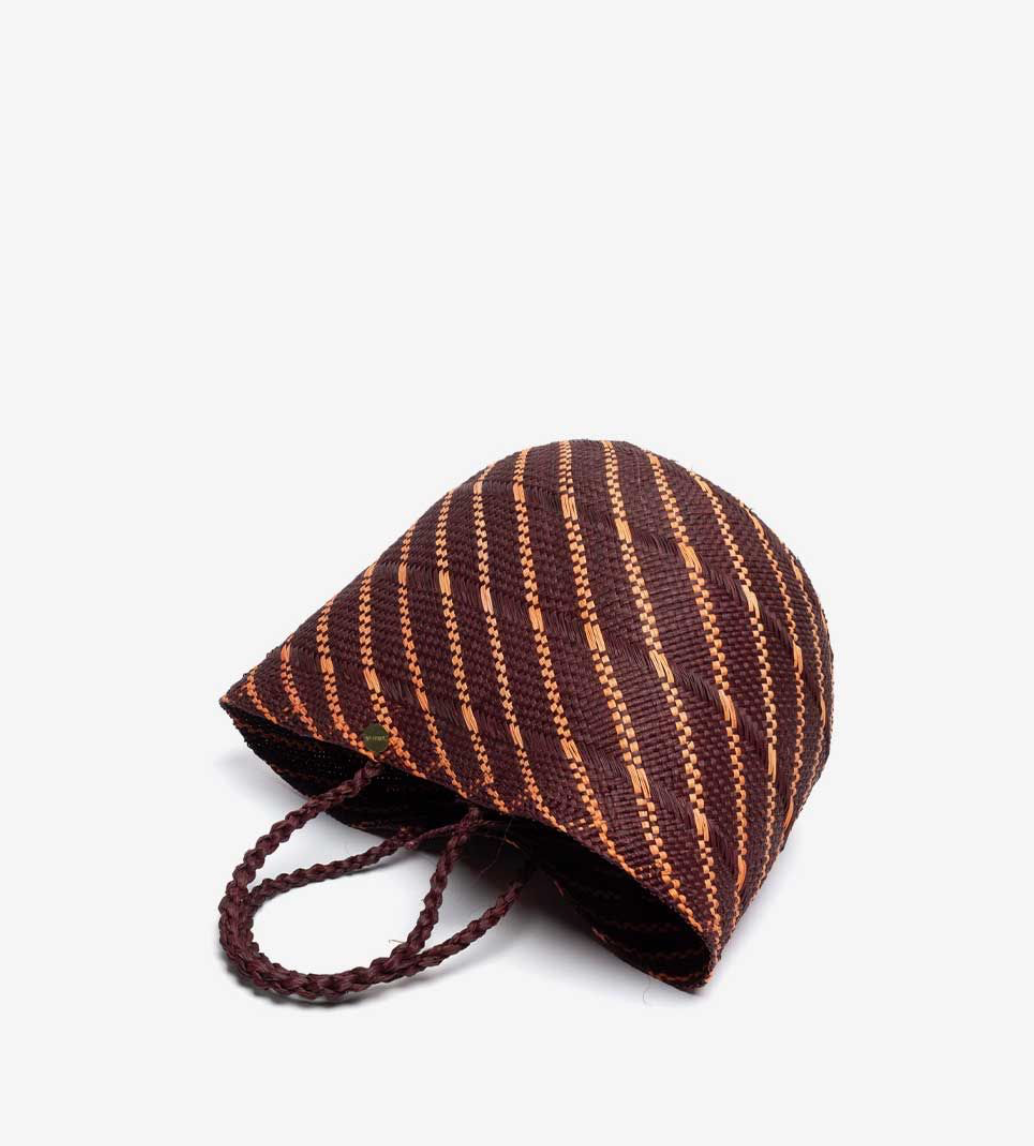 Guanabana Medium Dark Brown & Orange Canasto Straw Basket