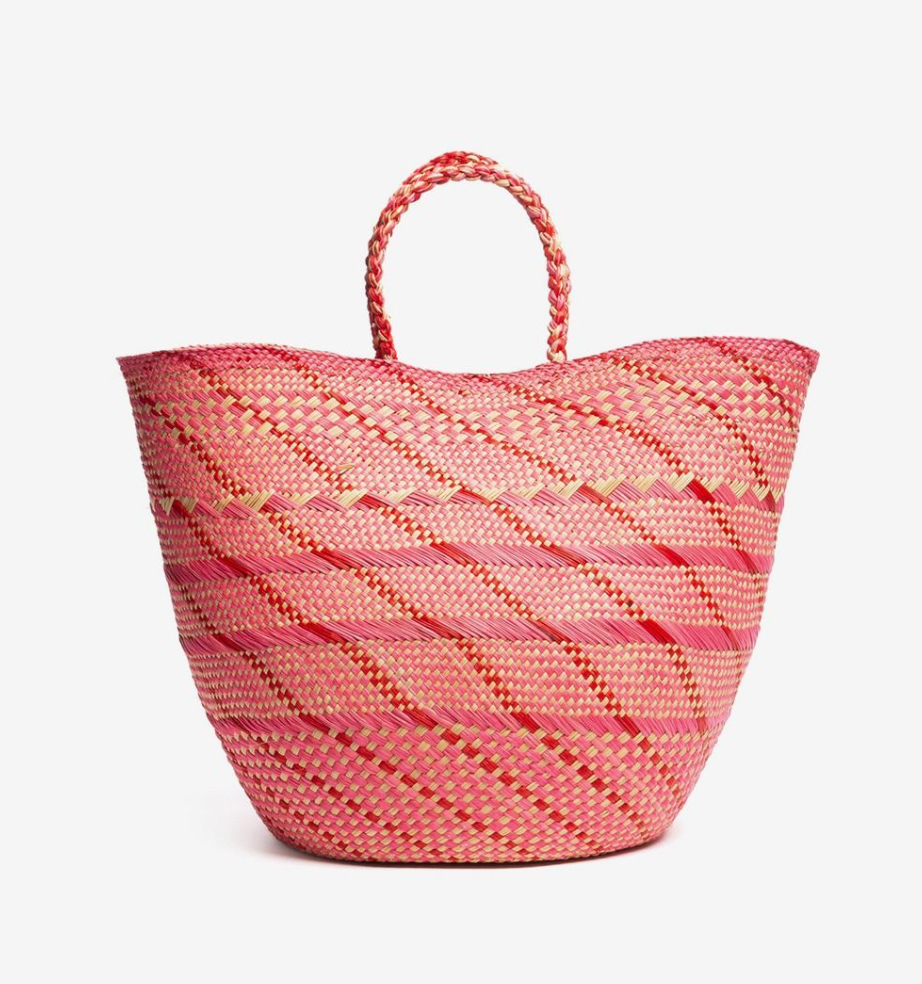 Guanabana Small Neon Pink/Red Canasto Straw Basket