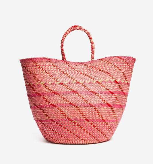 Guanabana Small Neon Pink/Red Canasto Straw Basket