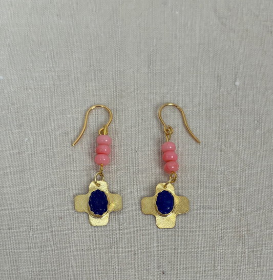 Apres Ski Nuit Pink Stone Gold Earrings