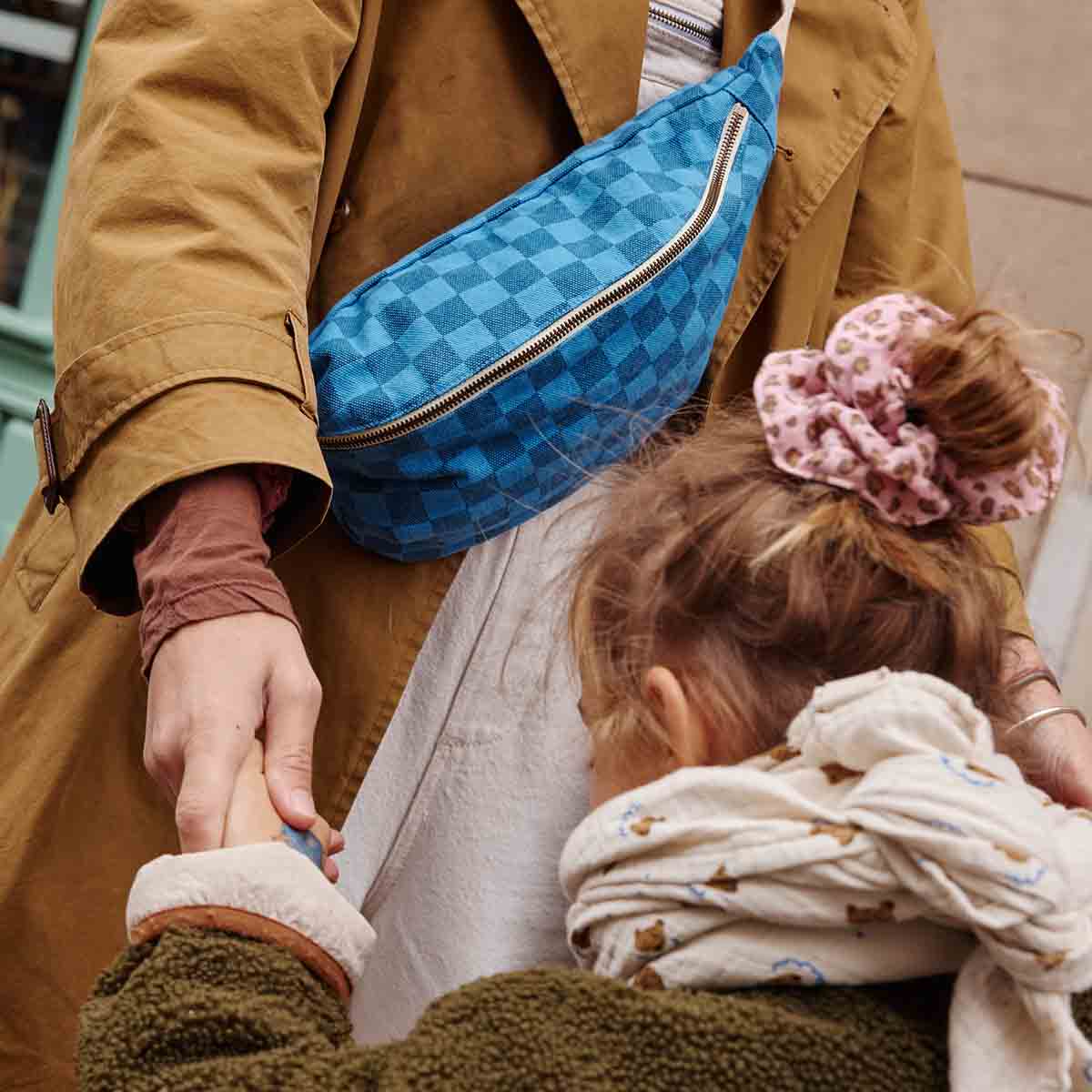 WOMEN BUM BAG CHECKERBOARD GREEK BLUE / NAVY BLUE