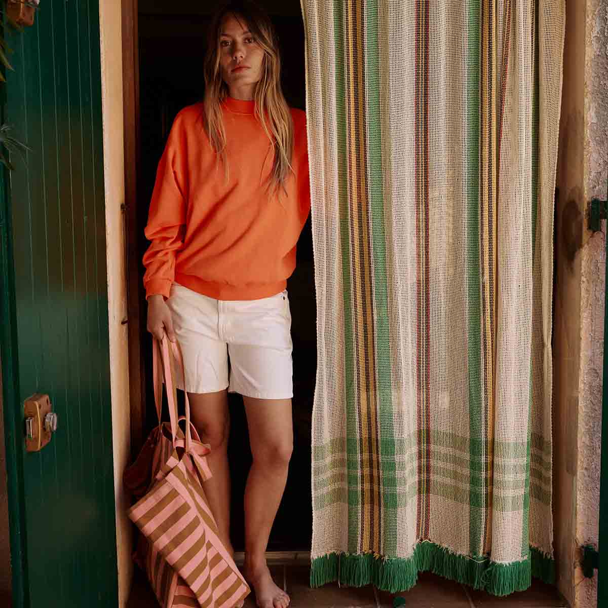 ELISA TOTE BAG STRIPES CARAMEL / STRAWBERRY: CARAMEL / STRAWBERRY / STRIPES