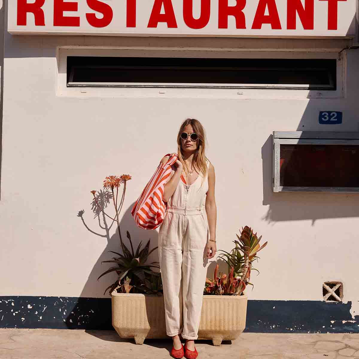 ELISA TOTE BAG STRIPES TOMATO / CANDY PINK: TOMATO / CANDY PINK / STRIPES