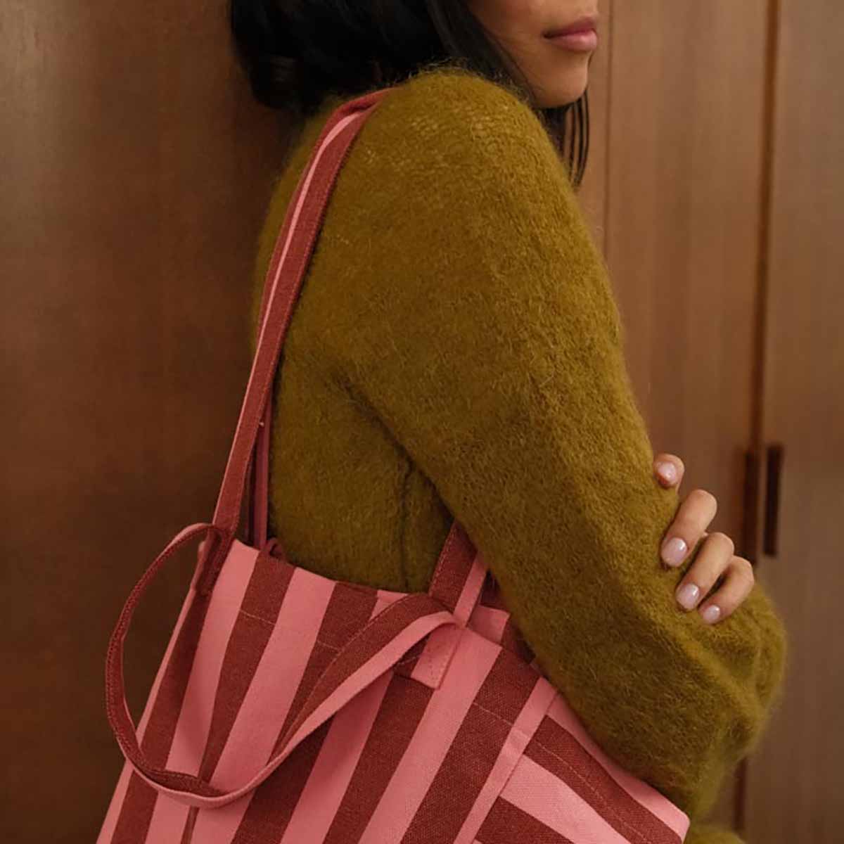 ELISABETH TOTE BAG STRIPES BRICK / PINK