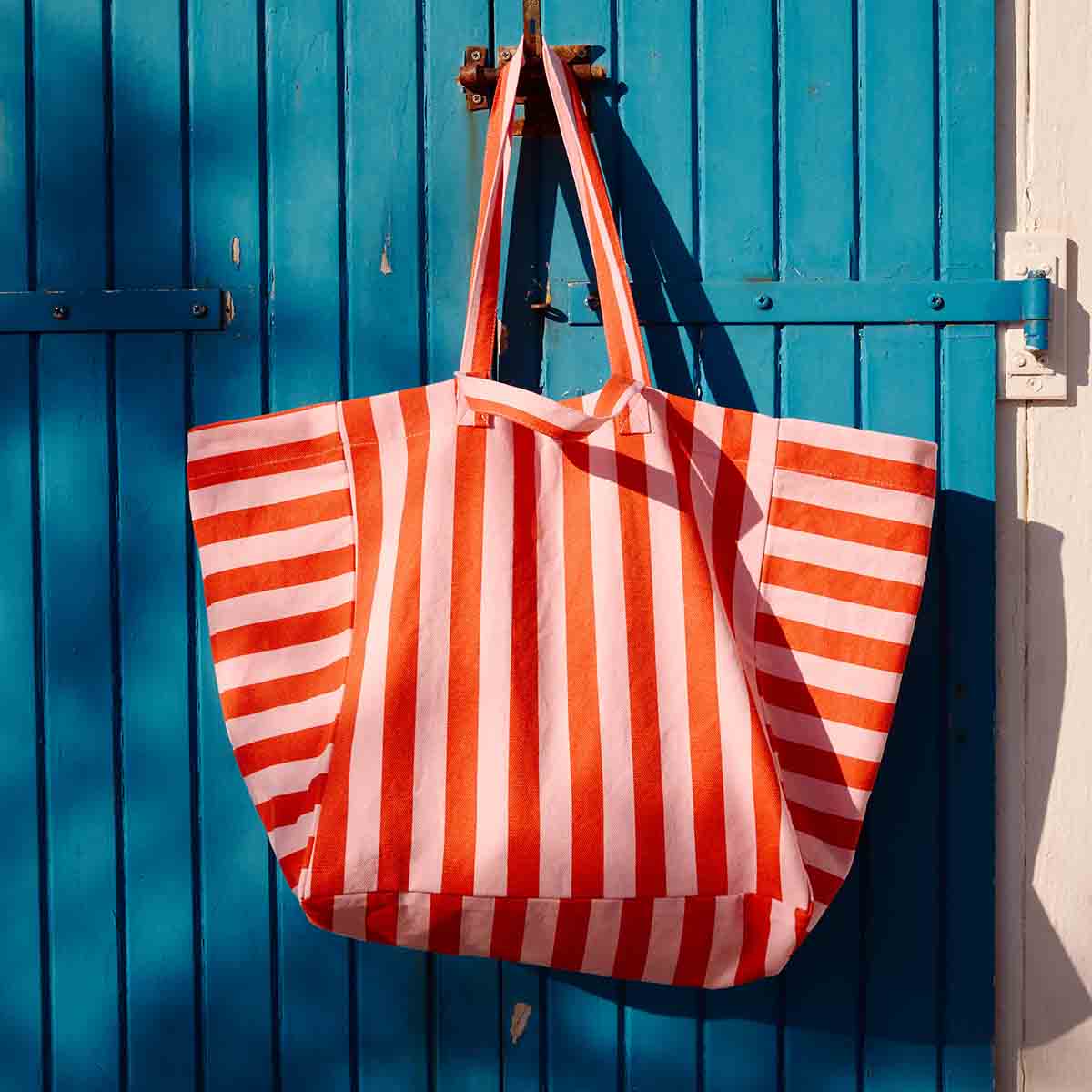 ELISA TOTE BAG STRIPES TOMATO / CANDY PINK: TOMATO / CANDY PINK / STRIPES