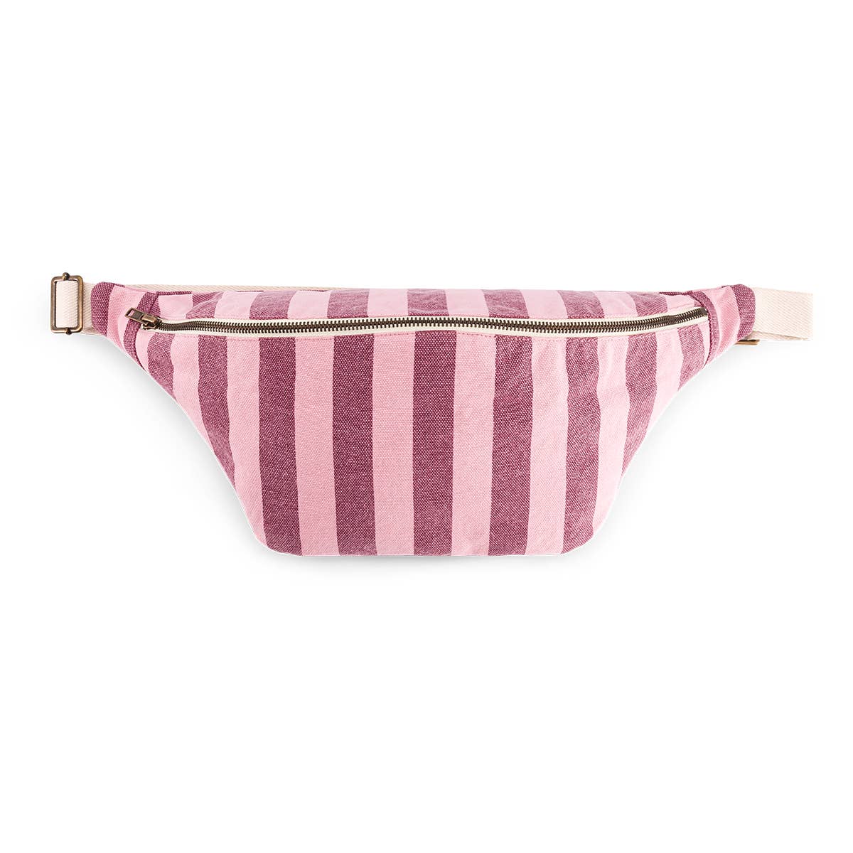WOMEN BUM BAG STRIPES BURGUNDY /BUBBLE PINK