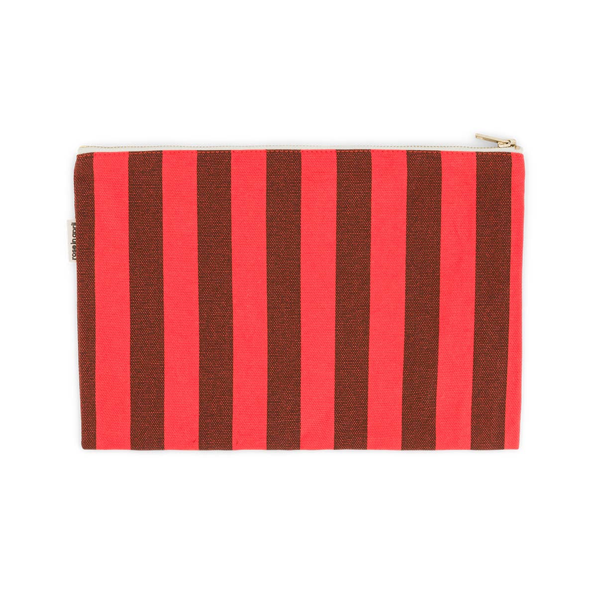 LILI FLAT POUCH STRIPES BROWN / TOMATO: MARRON / TOMATE