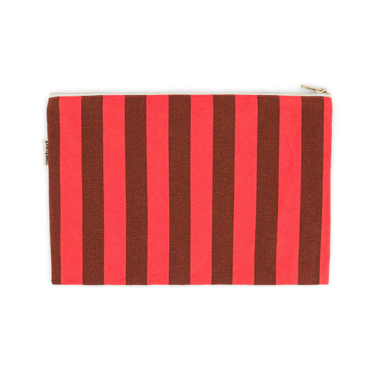 LILI FLAT POUCH STRIPES BROWN / TOMATO: MARRON / TOMATE