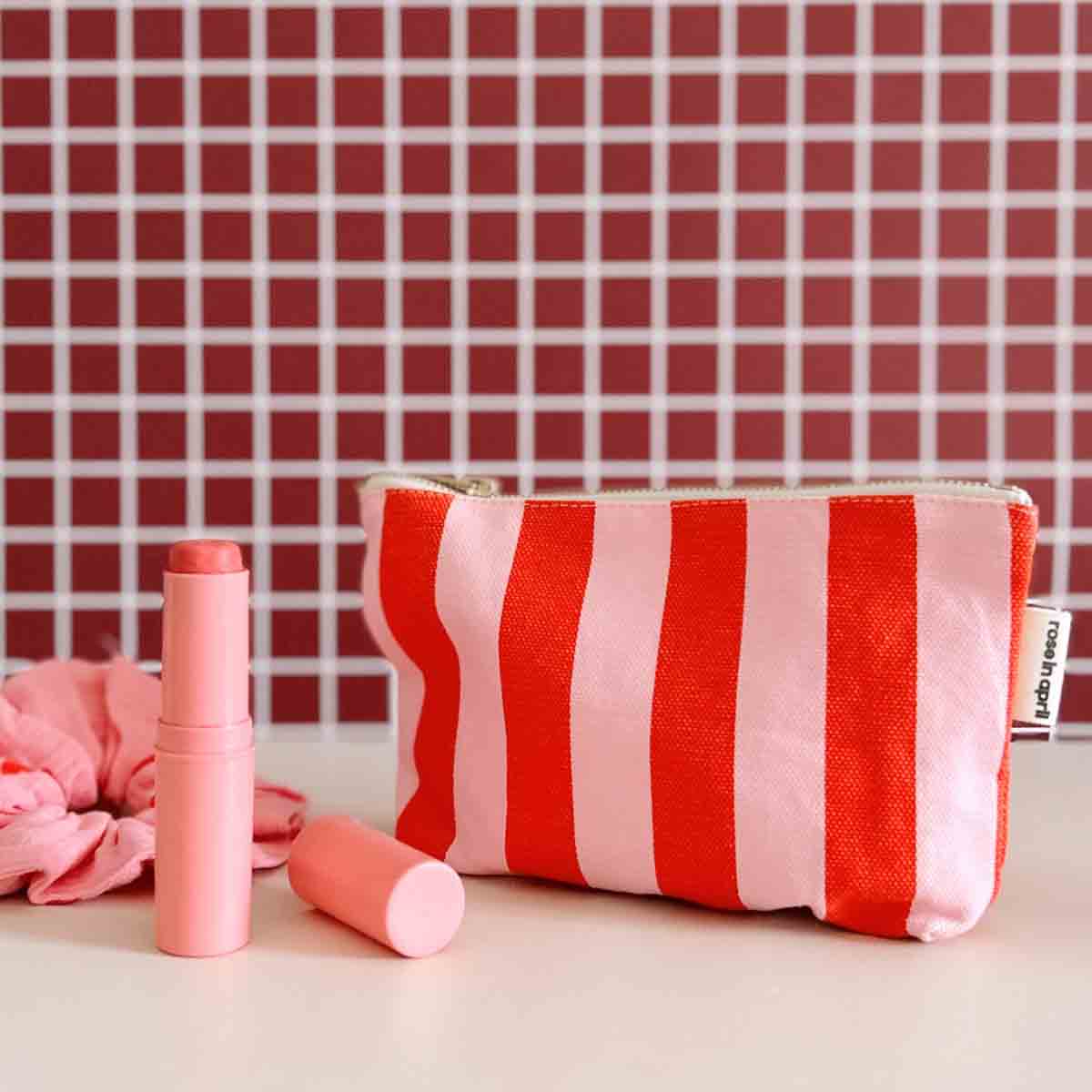 POUCH SOFIA STRIPES  TOMATO / CANDY PINK: TOMATO / CANDY PINK / STRIPES