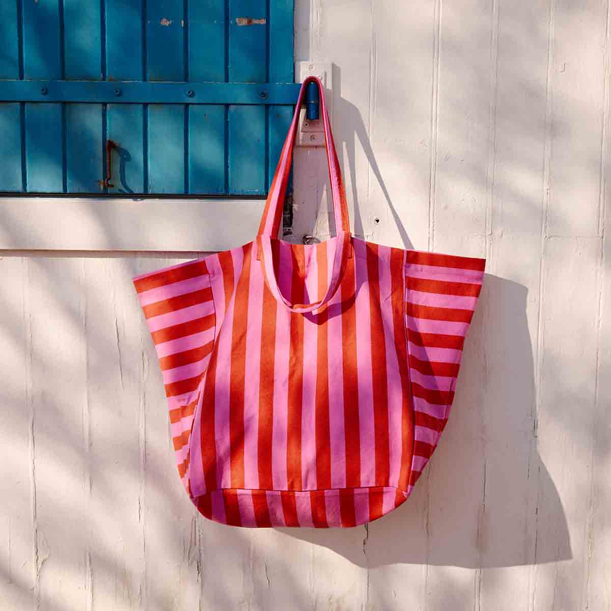 ELISA TOTE BAG STRIPES ORCHID/ TOMATO: ORCHID/TOMATO / STRIPES