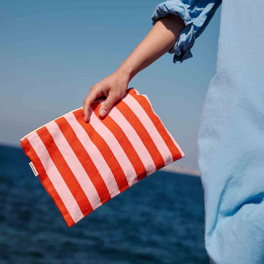 Rose In April Paris Tomato/Candy Pink Canvas Lili Clutch