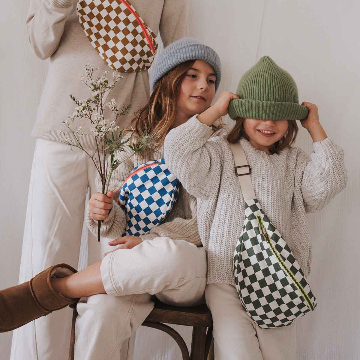 WOMEN BUM BAG CHECKERBOARD CARAMEL: Checkerboard