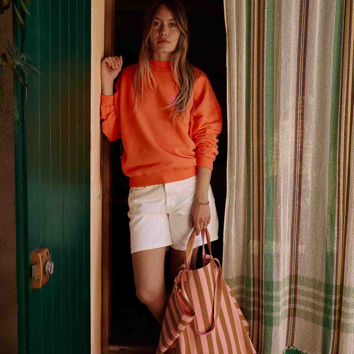 ELISA TOTE BAG STRIPES CARAMEL / STRAWBERRY: CARAMEL / STRAWBERRY / STRIPES