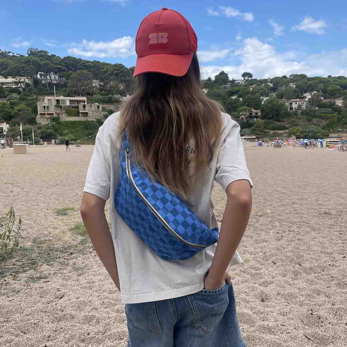 WOMEN BUM BAG CHECKERBOARD GREEK BLUE / NAVY BLUE