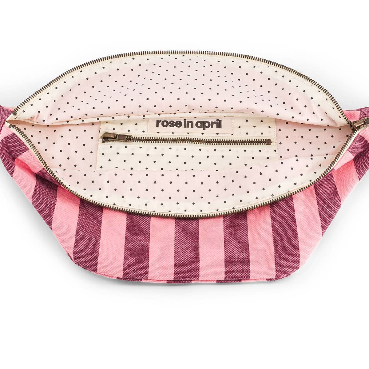 WOMEN BUM BAG STRIPES BURGUNDY /FLAMINGO PINK