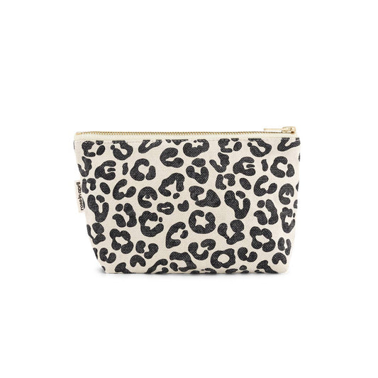 Rose in April Paris Greige Leopard Print Canvas Sofia Clutch