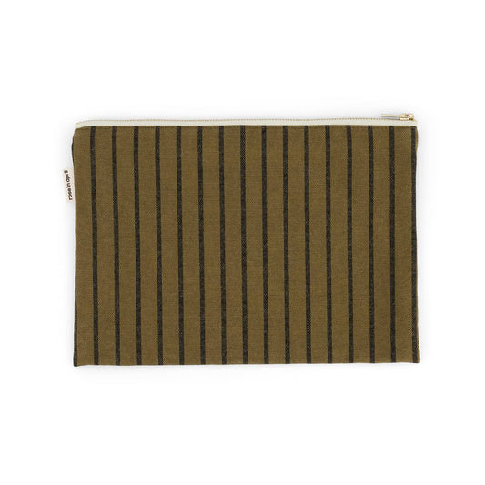 LILI FLAT POUCH STRIPES TENNIS BLACK /  OLIVE