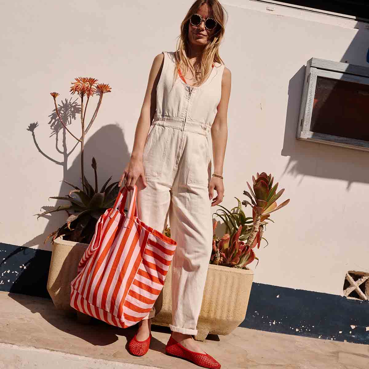 ELISA TOTE BAG STRIPES TOMATO / CANDY PINK: TOMATO / CANDY PINK / STRIPES